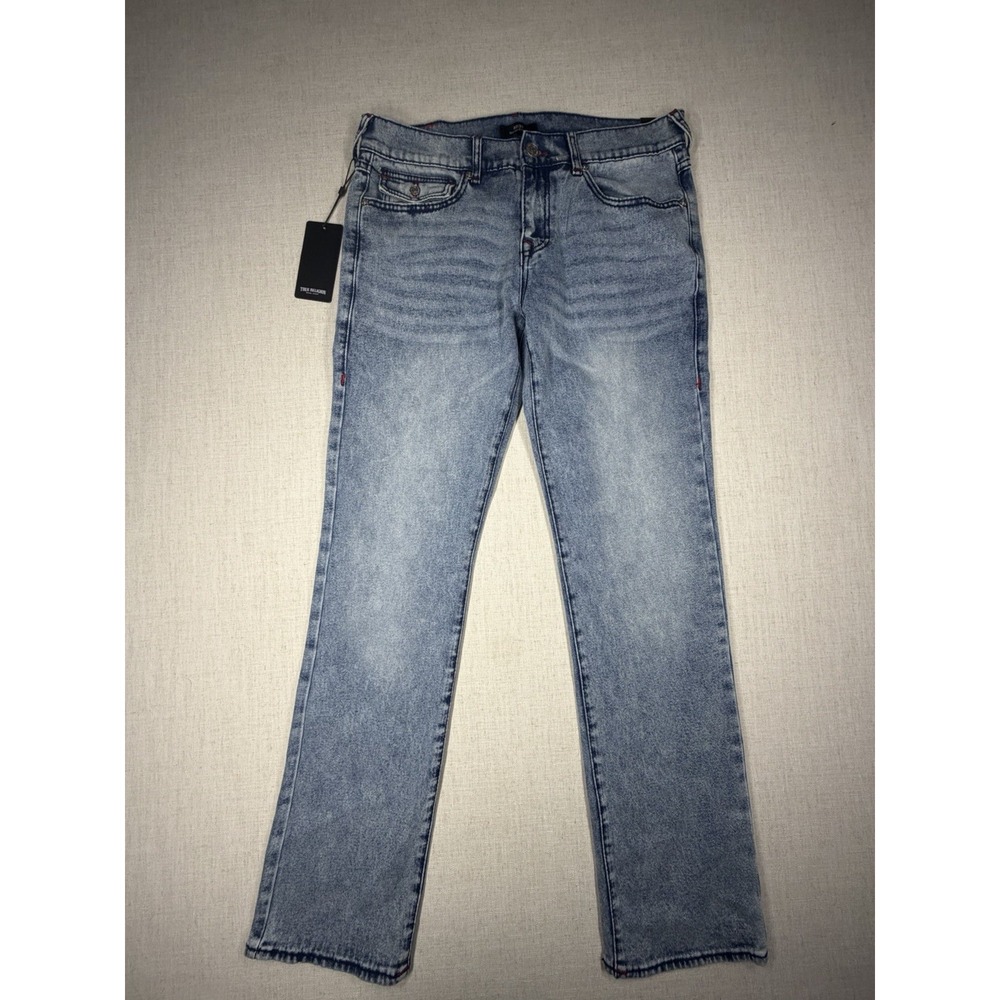 True Religion Ricky Straight Jeans W32 L34 Light Wash Flap Pocket NWT